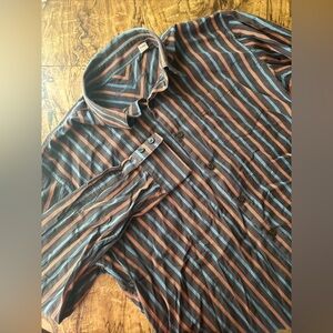 Tommy Bahama Men’s XL Orange & Blue Striped L/S Button Down‎ Shirt